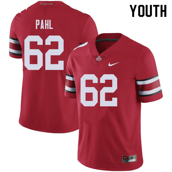 Ohio State Buckeyes Brandon Pahl Youth #62 Red Authentic Stitched College Football Jersey